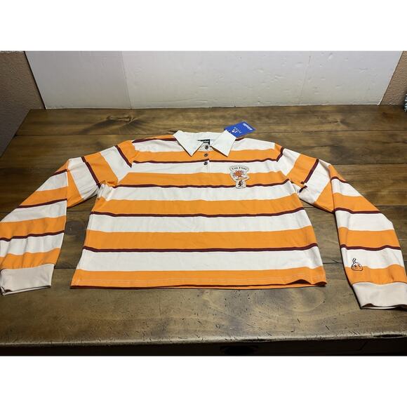 Cakeworthy Inside Out Shirt Womens XL Orange Anxiety Striped Rugby Disney Pixar - Picture 1 of 14